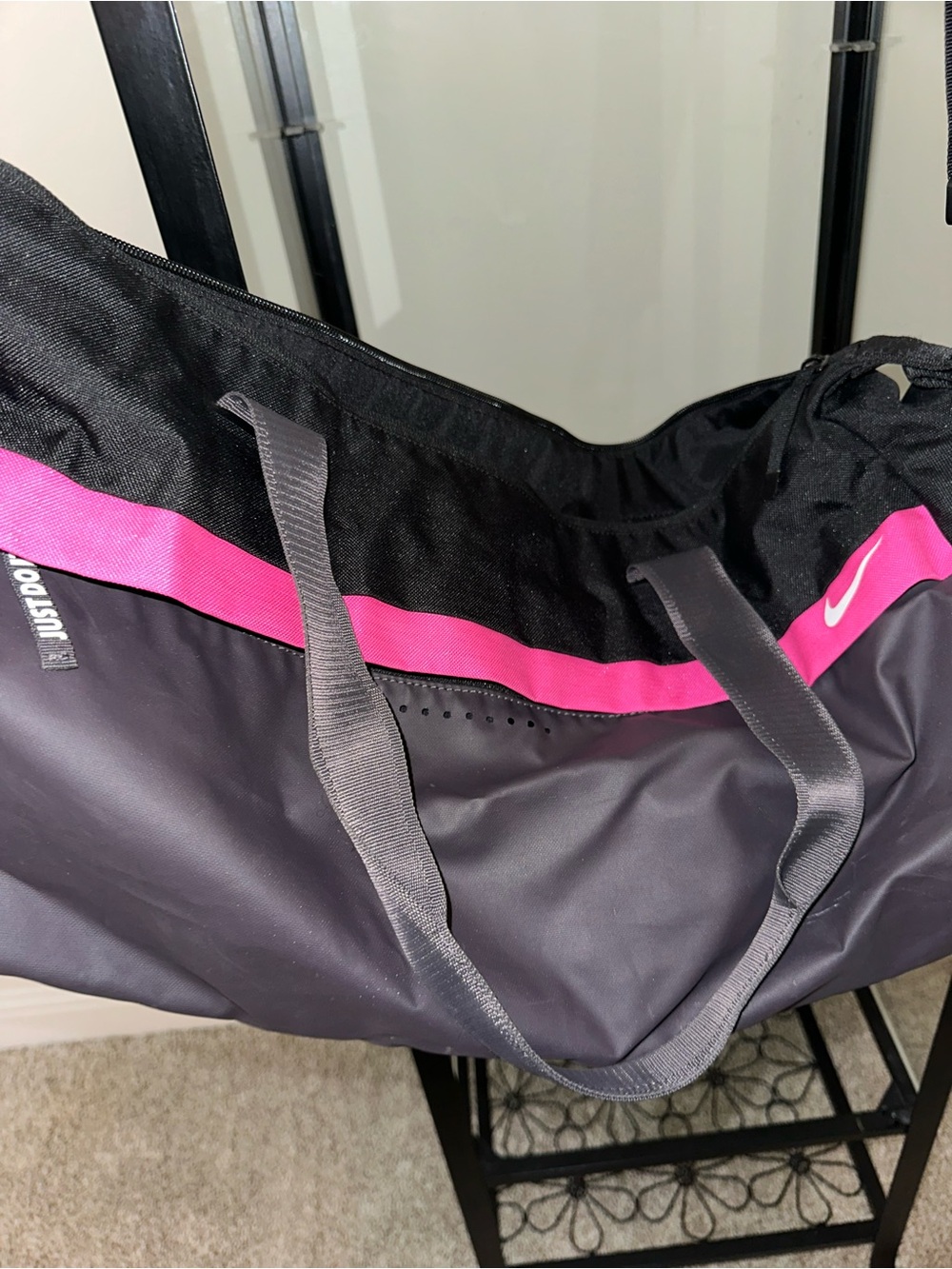 Nike Black with Pink Gym Duffel Bag